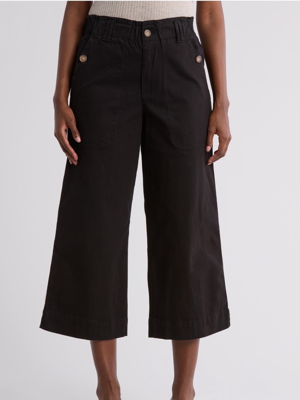 Democracy Black Cropped Wide-Leg Pants